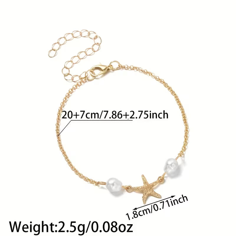 PUSCA Helloice Starfish Pearl Anklet & Bracelet