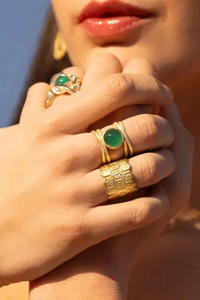 PUSCA IRIS green agate ring