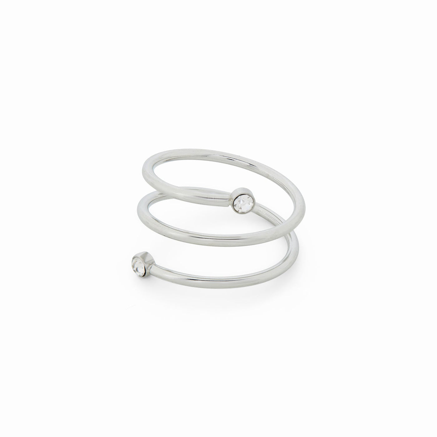 Spiral Stone Ring - Silver