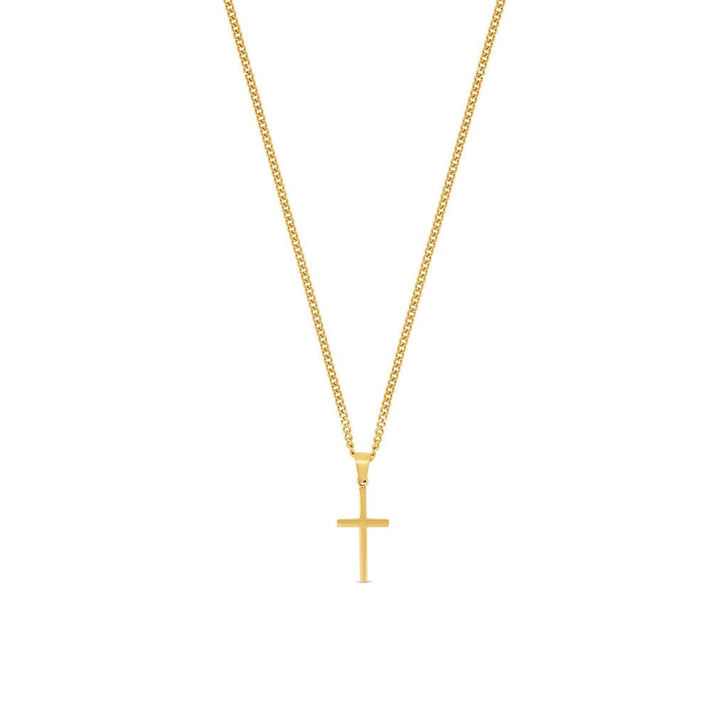Flat Cross Pendant Necklace - Gold