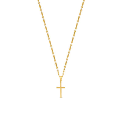 Flat Cross Pendant Necklace - Gold