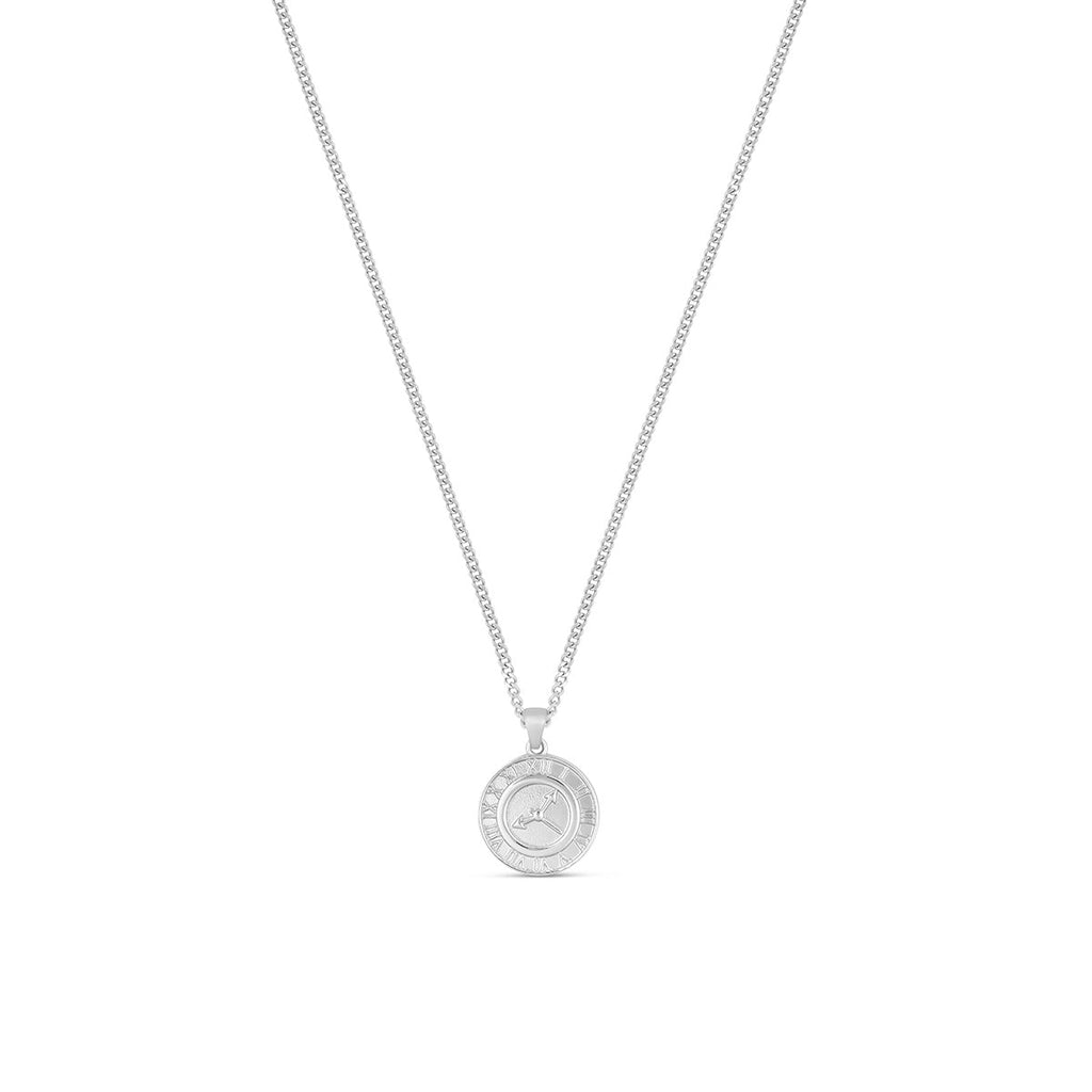 Clock Pendant Necklace - Silver