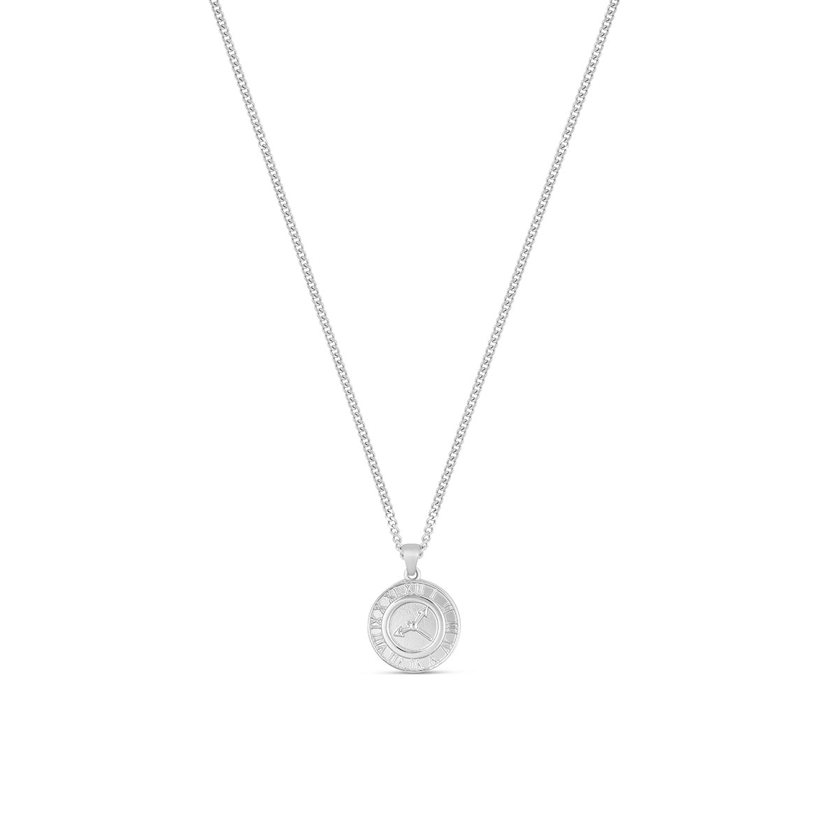 Clock Pendant Necklace - Silver