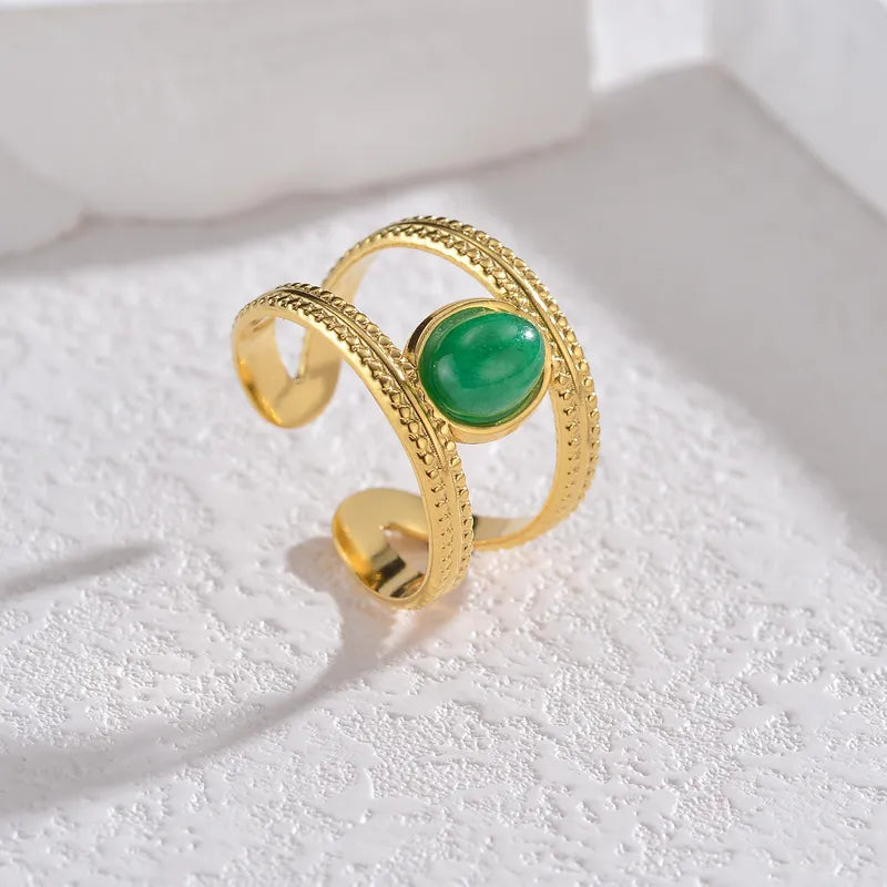 PUSCA IRIS green agate ring