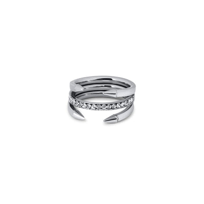 Four Point Nail Stone Ring - Silver