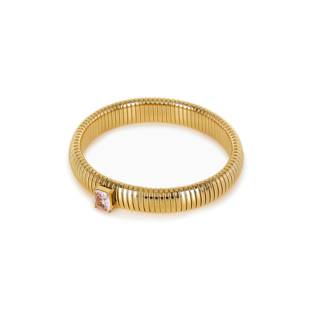Chunky Stone Bangle - Gold