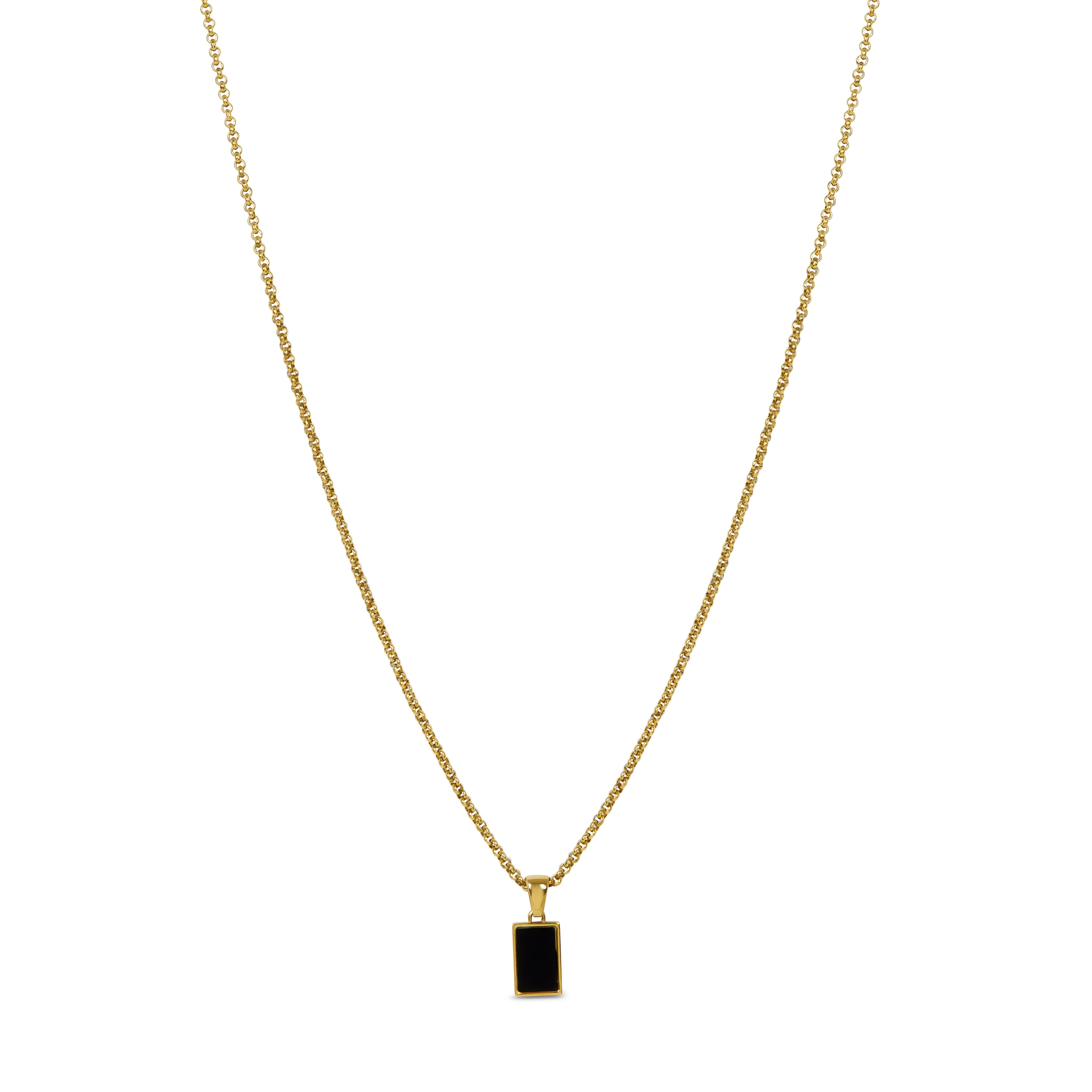 Square Onyx Pendant Necklace - Gold
