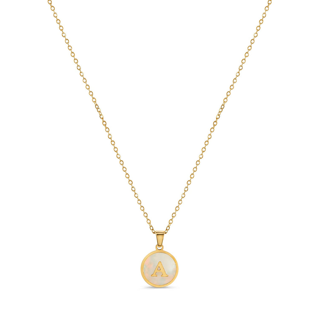 Marble Initial Necklace - Gold