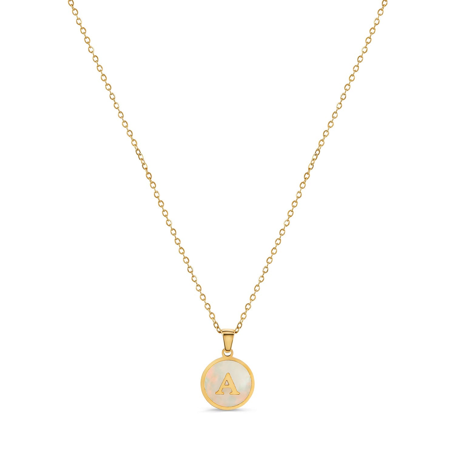 Marble Initial Necklace - Gold