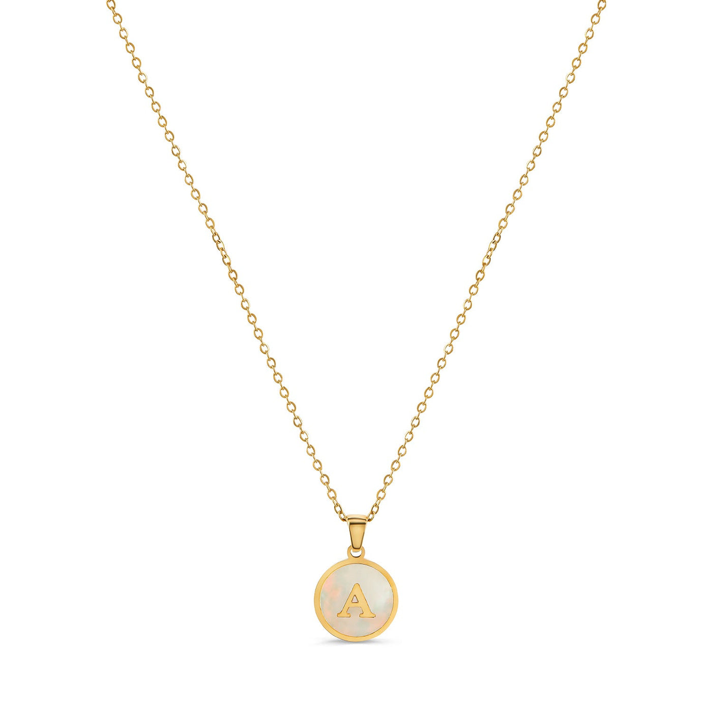 Marble Initial Necklace - Gold