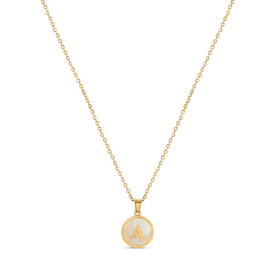 Marble Initial Necklace - Gold
