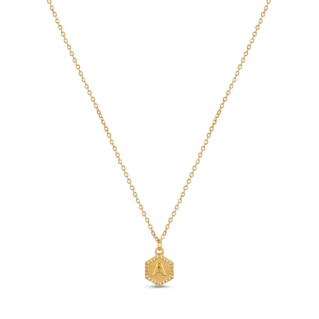 Hex Initial Necklace - Gold