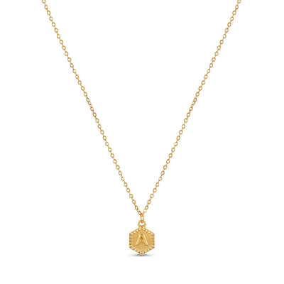 Hex Initial Necklace - Gold