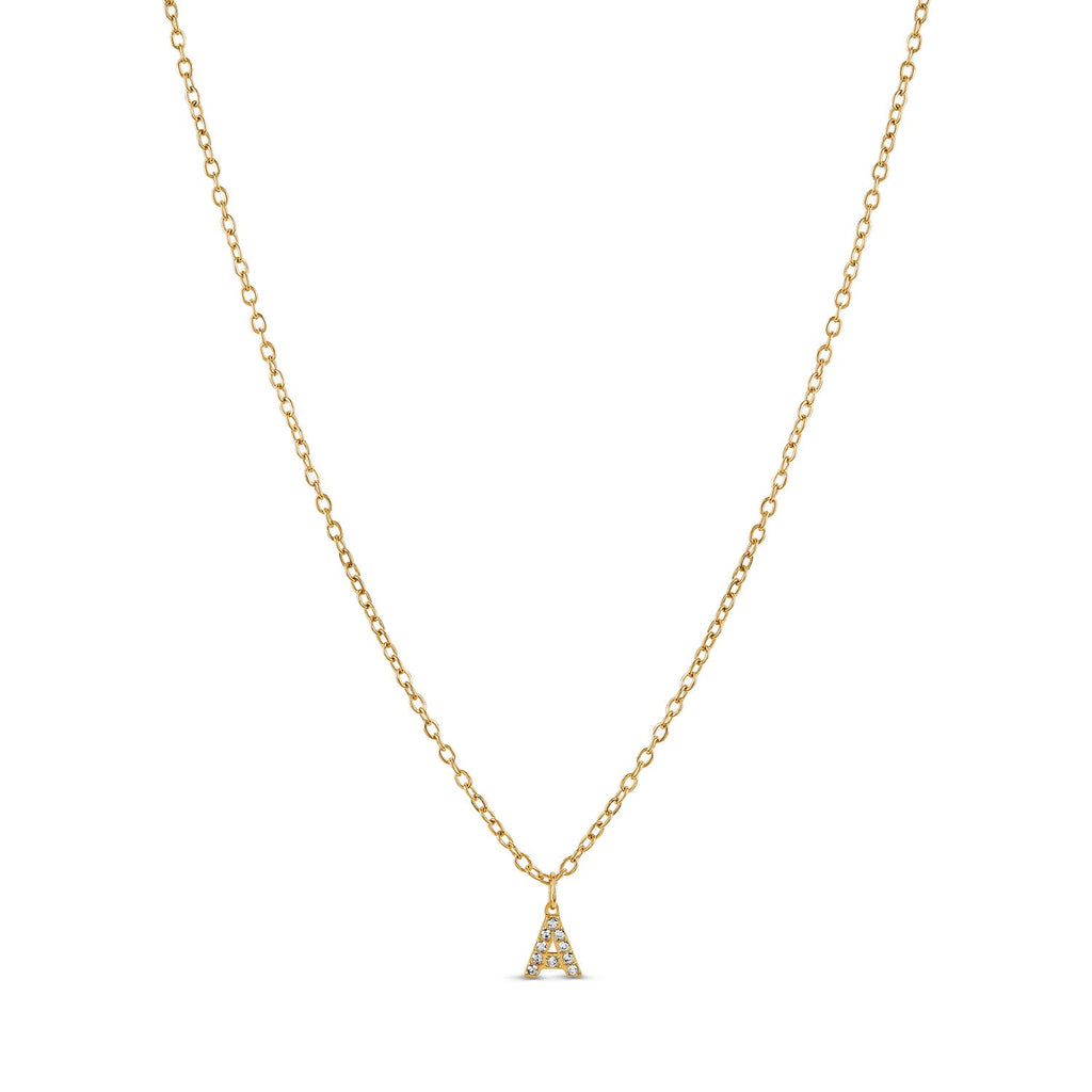 Stone Initial Necklace - Gold