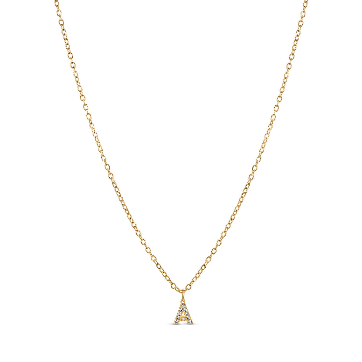 Stone Initial Necklace - Gold