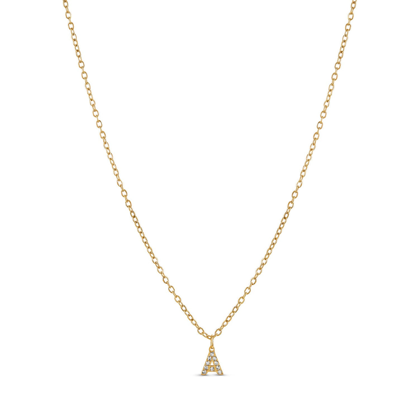 Stone Initial Necklace - Gold