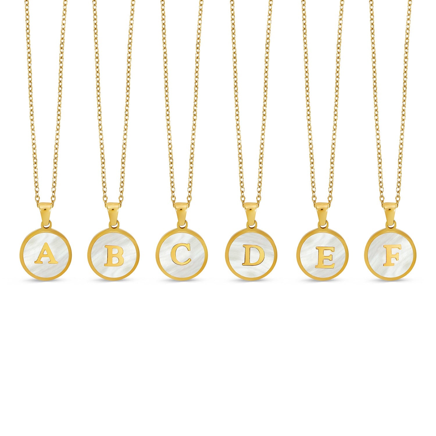 Marble Initial Necklace - Gold