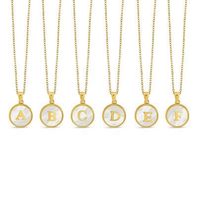 Marble Initial Necklace - Gold