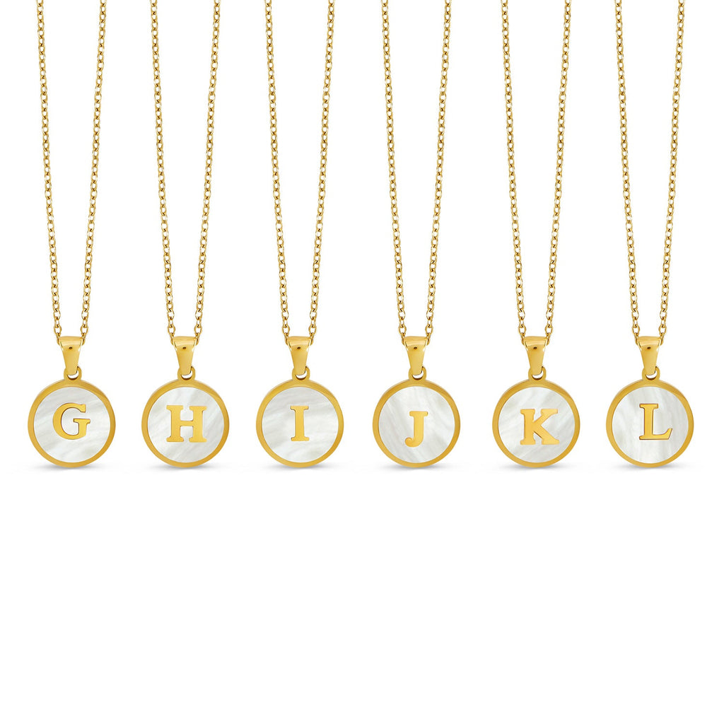Marble Initial Necklace - Gold