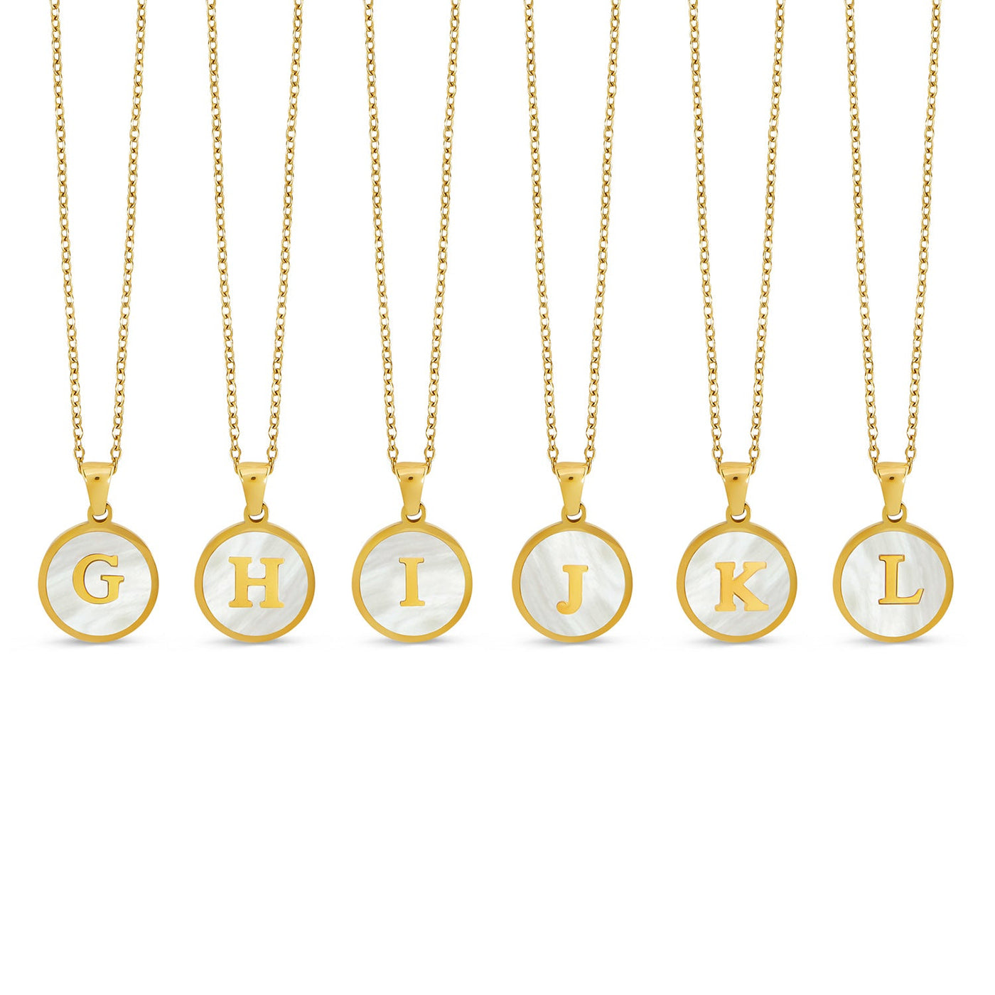 Marble Initial Necklace - Gold
