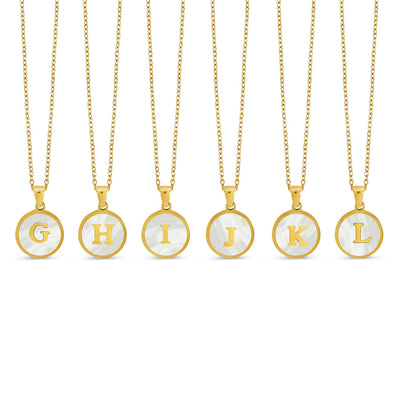 Marble Initial Necklace - Gold