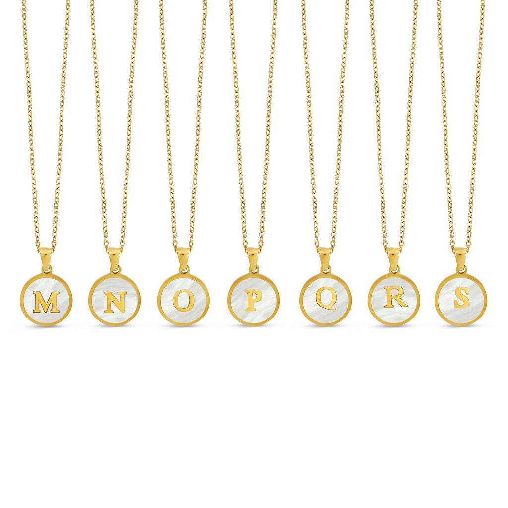 Marble Initial Necklace - Gold