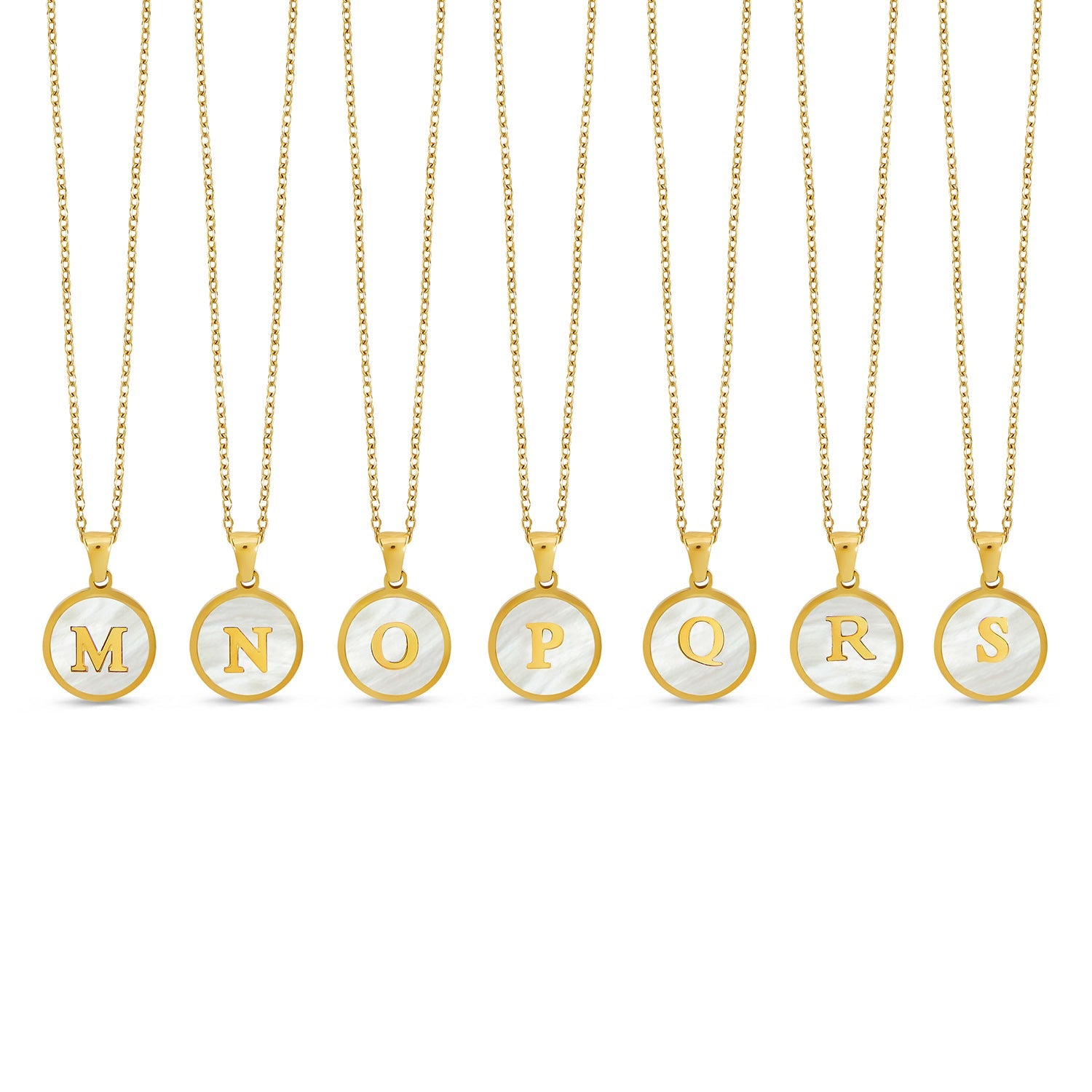 Marble Initial Necklace - Gold