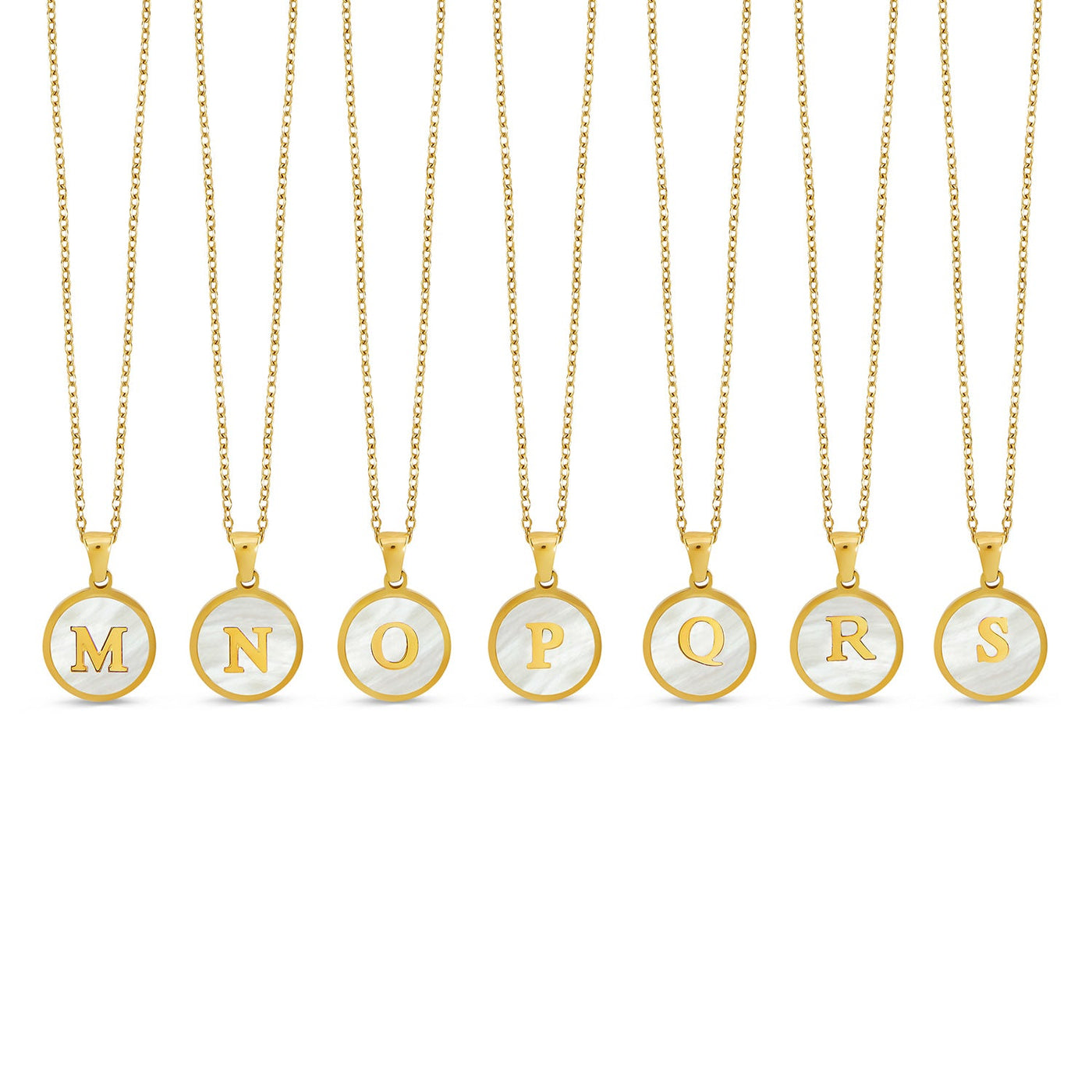 Marble Initial Necklace - Gold