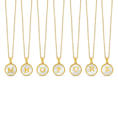 Marble Initial Necklace - Gold