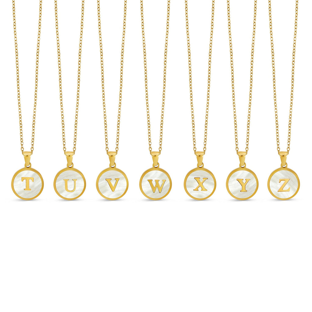 Marble Initial Necklace - Gold
