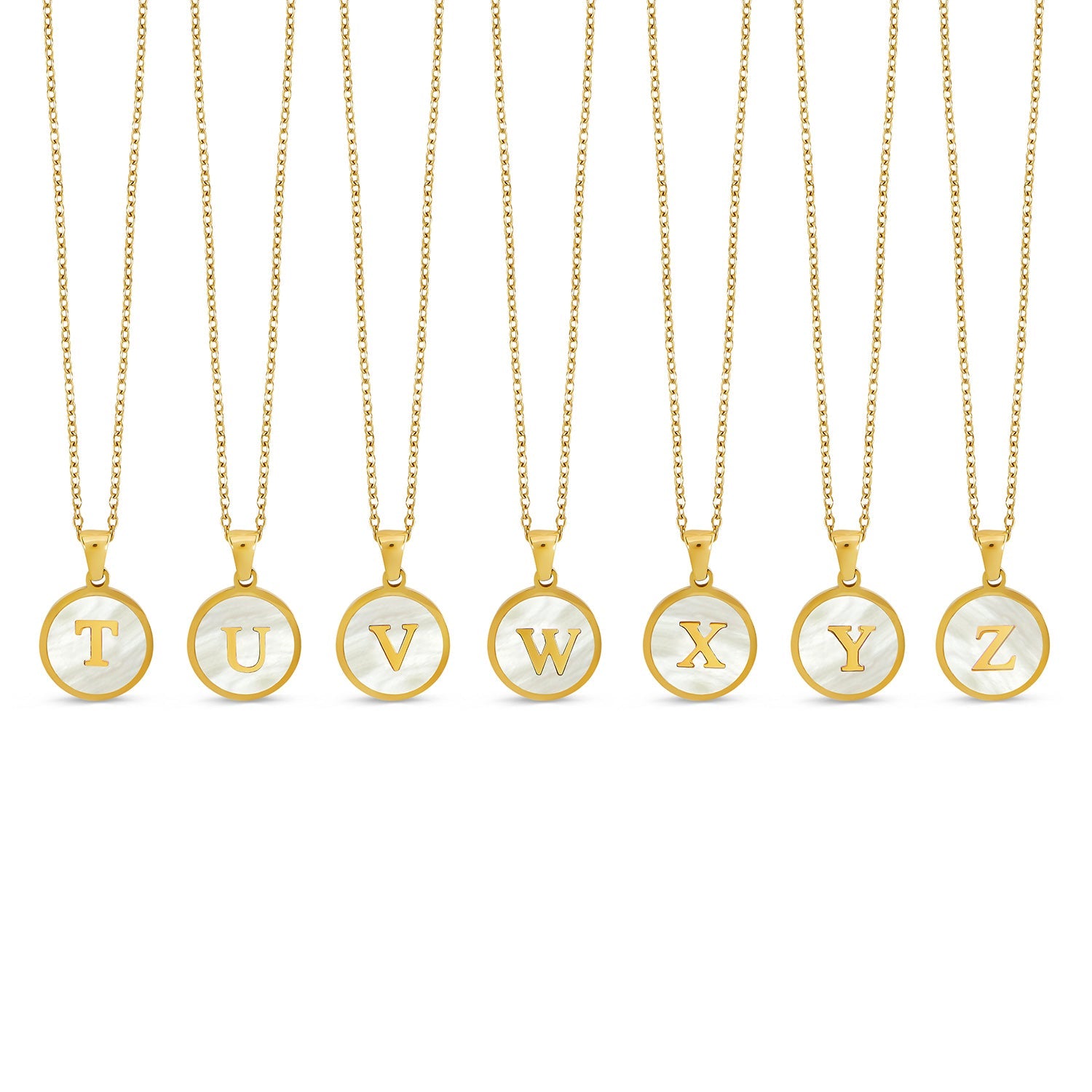 Marble Initial Necklace - Gold