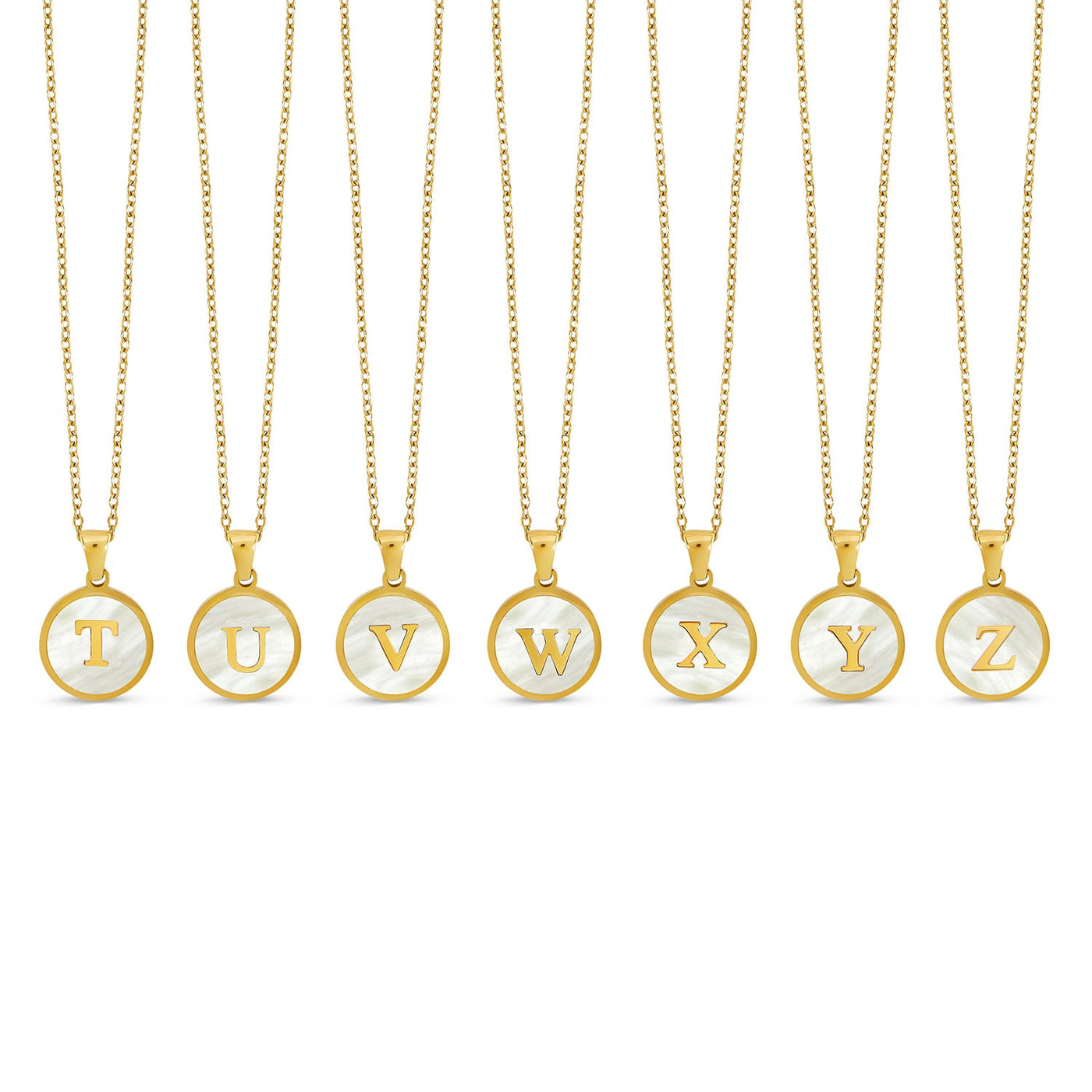 Marble Initial Necklace - Gold