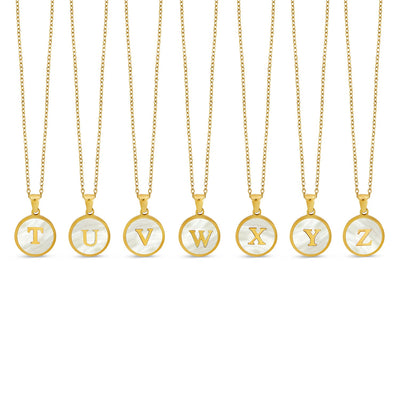 Marble Initial Necklace - Gold