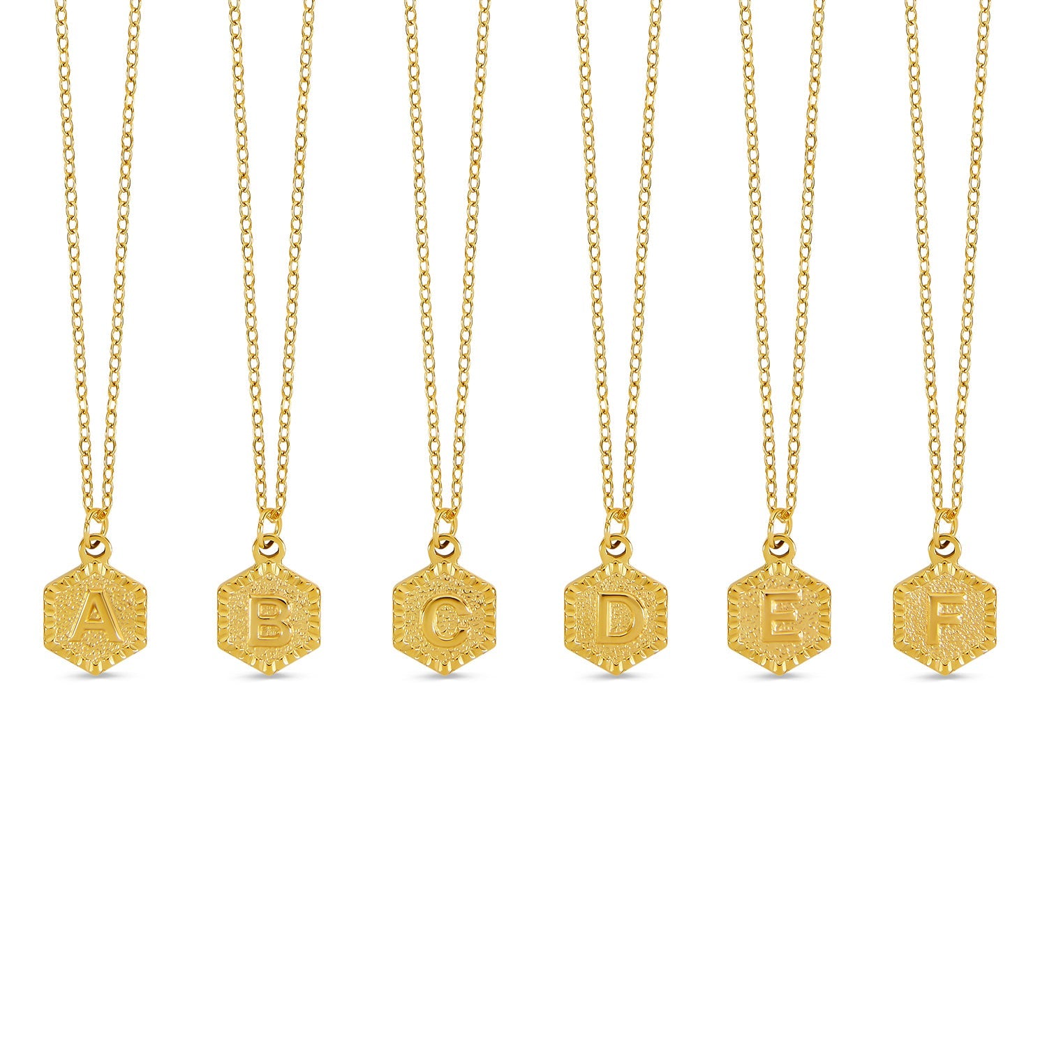 Hex Initial Necklace - Gold