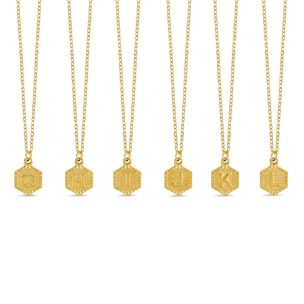 Hex Initial Necklace - Gold