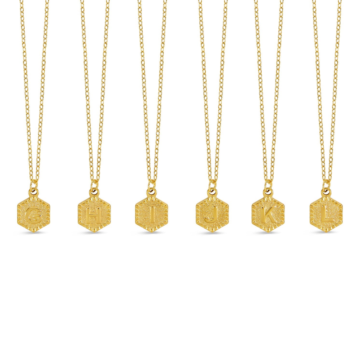 Hex Initial Necklace - Gold