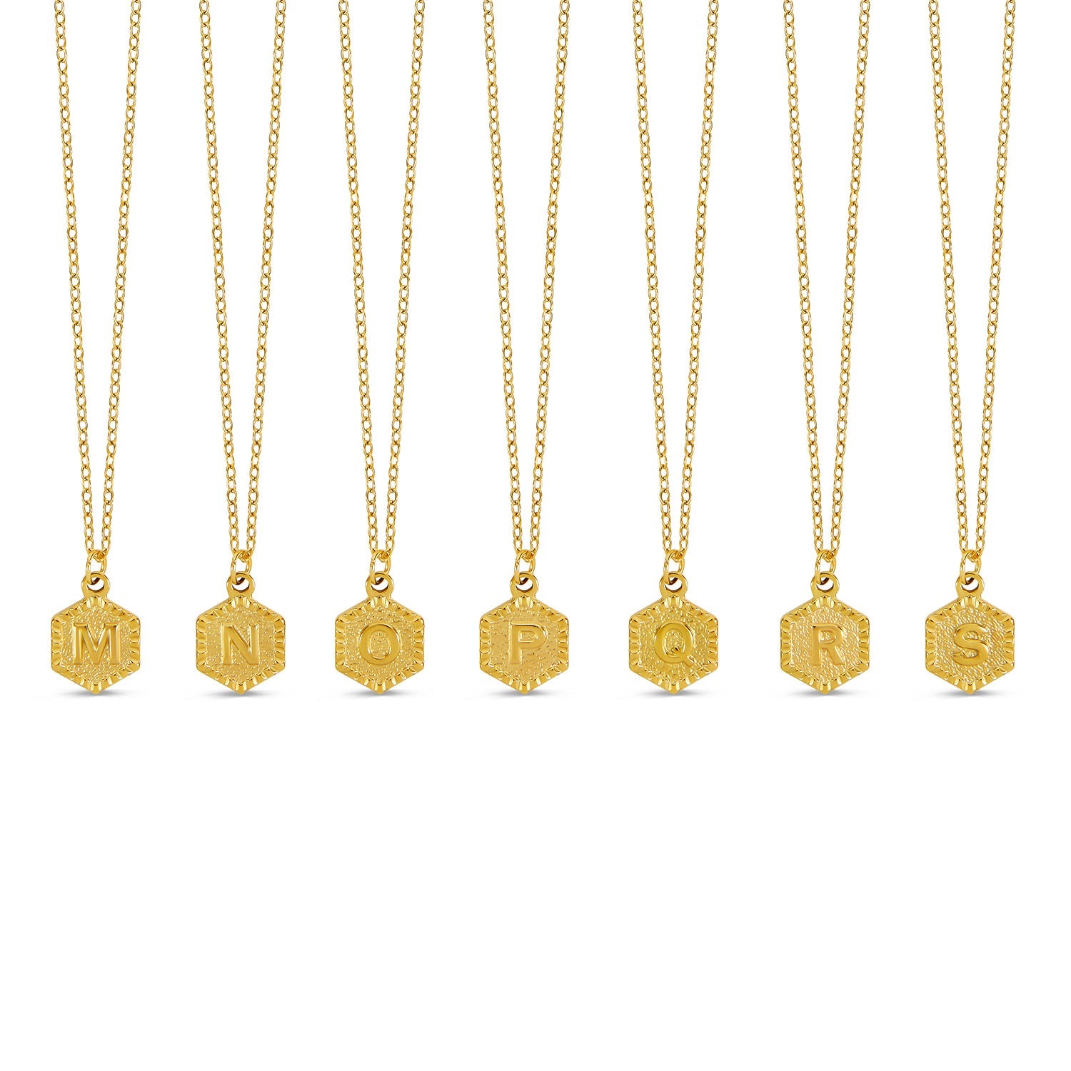 Hex Initial Necklace - Gold