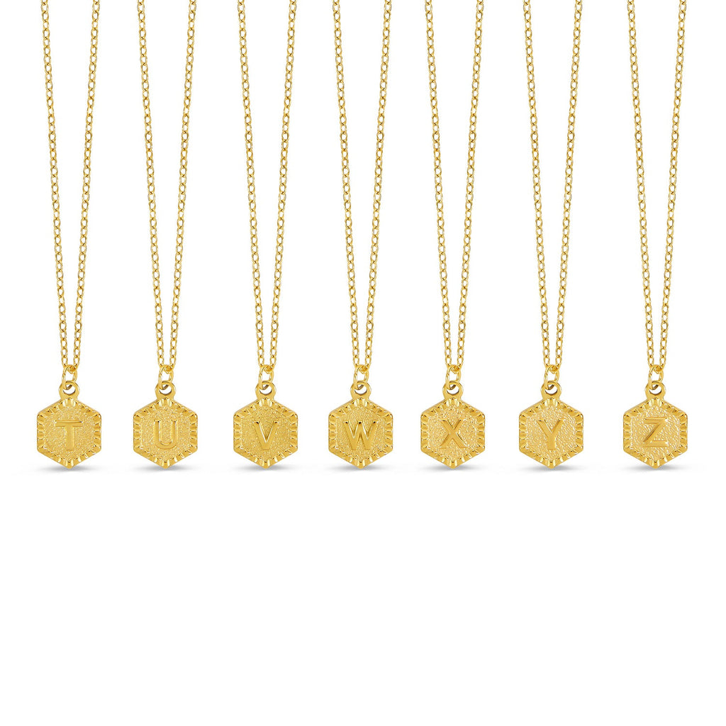 Hex Initial Necklace - Gold