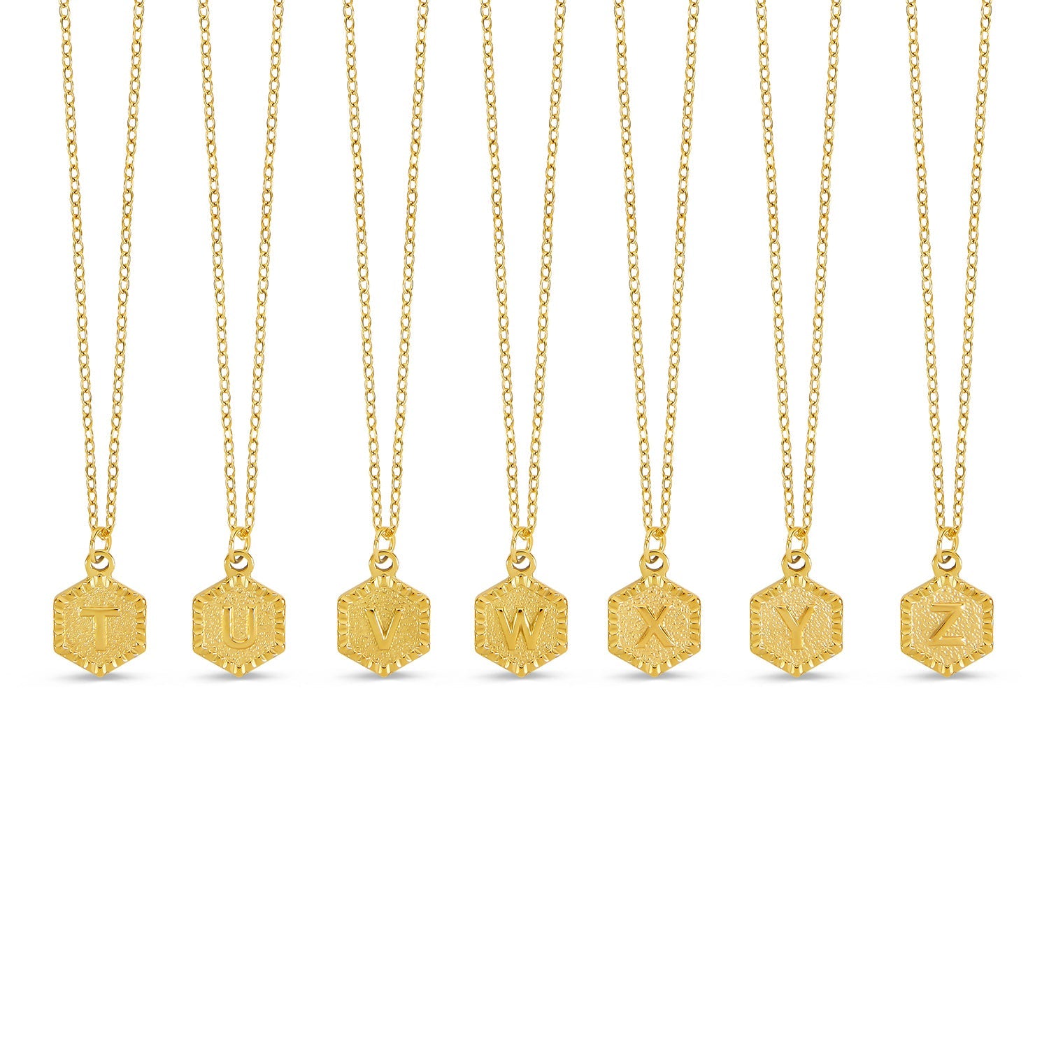 Hex Initial Necklace - Gold