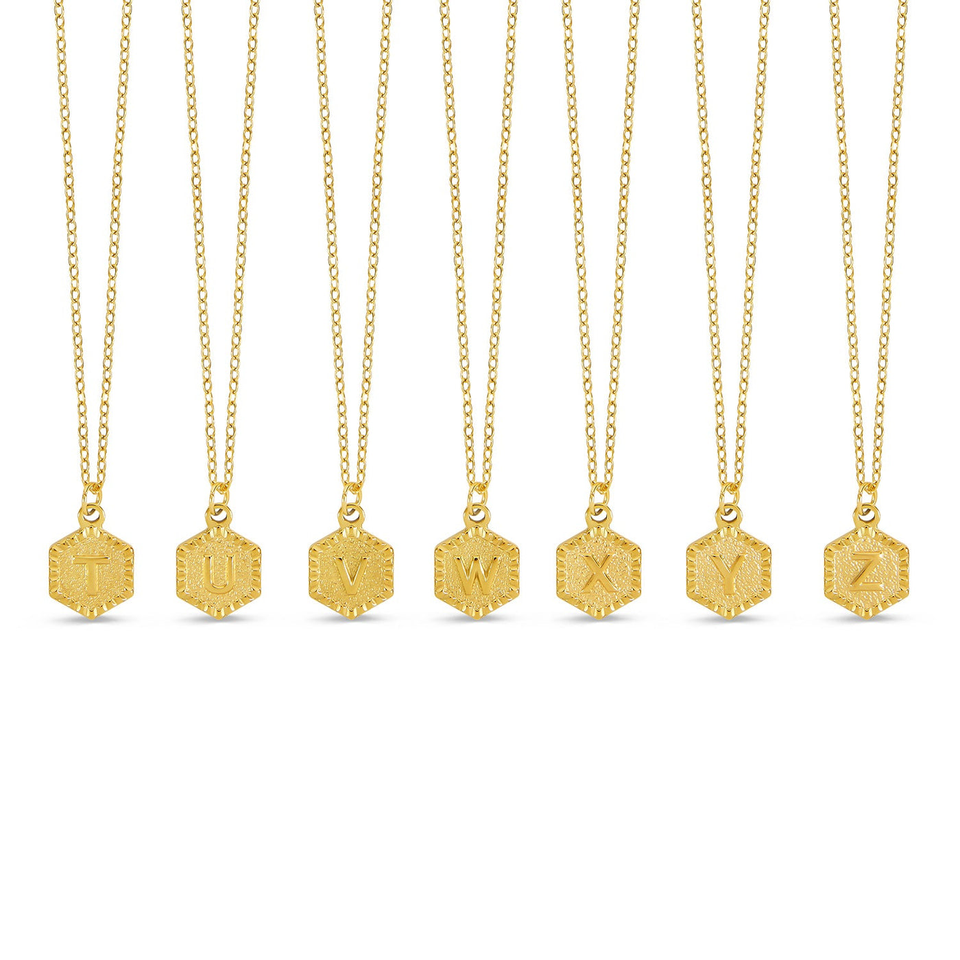Hex Initial Necklace - Gold