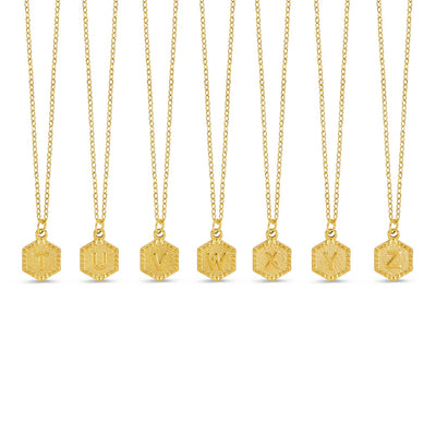 Hex Initial Necklace - Gold