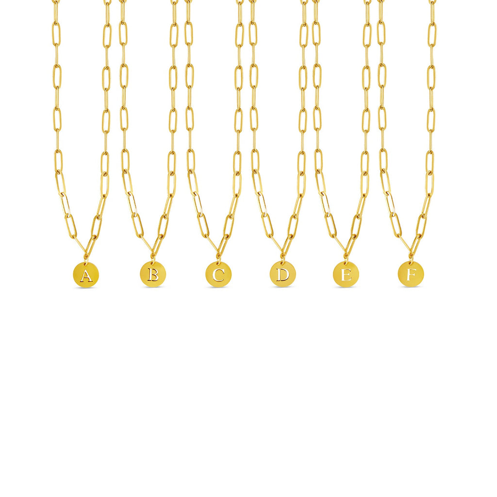 Engraved Clip Chain Initial Necklace - Gold