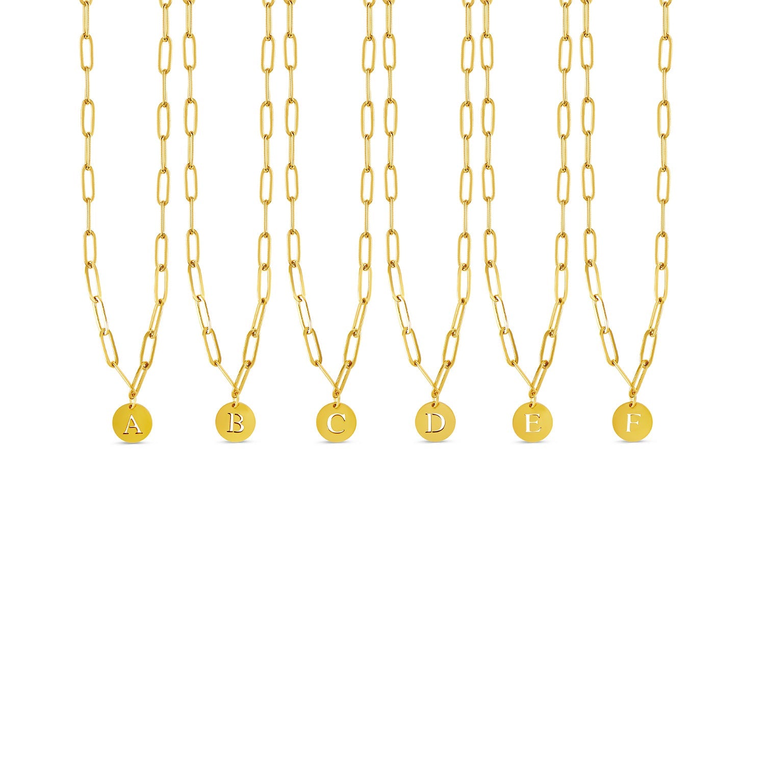 Engraved Clip Chain Initial Necklace - Gold
