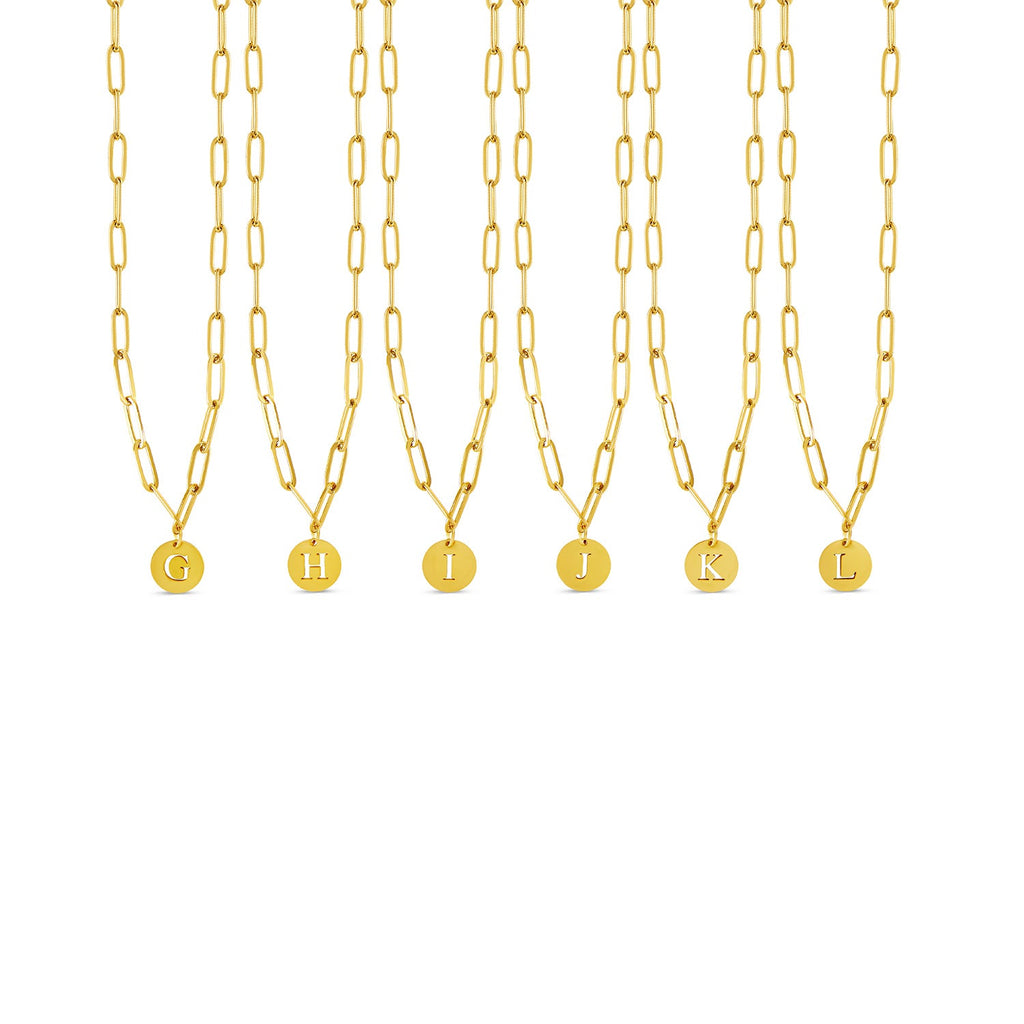 Engraved Clip Chain Initial Necklace - Gold