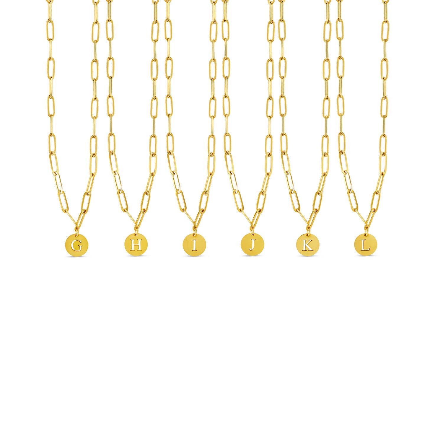 Engraved Clip Chain Initial Necklace - Gold