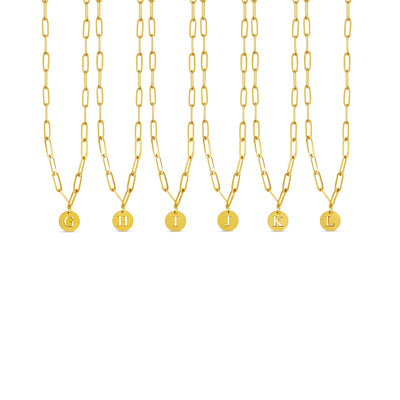 Engraved Clip Chain Initial Necklace - Gold