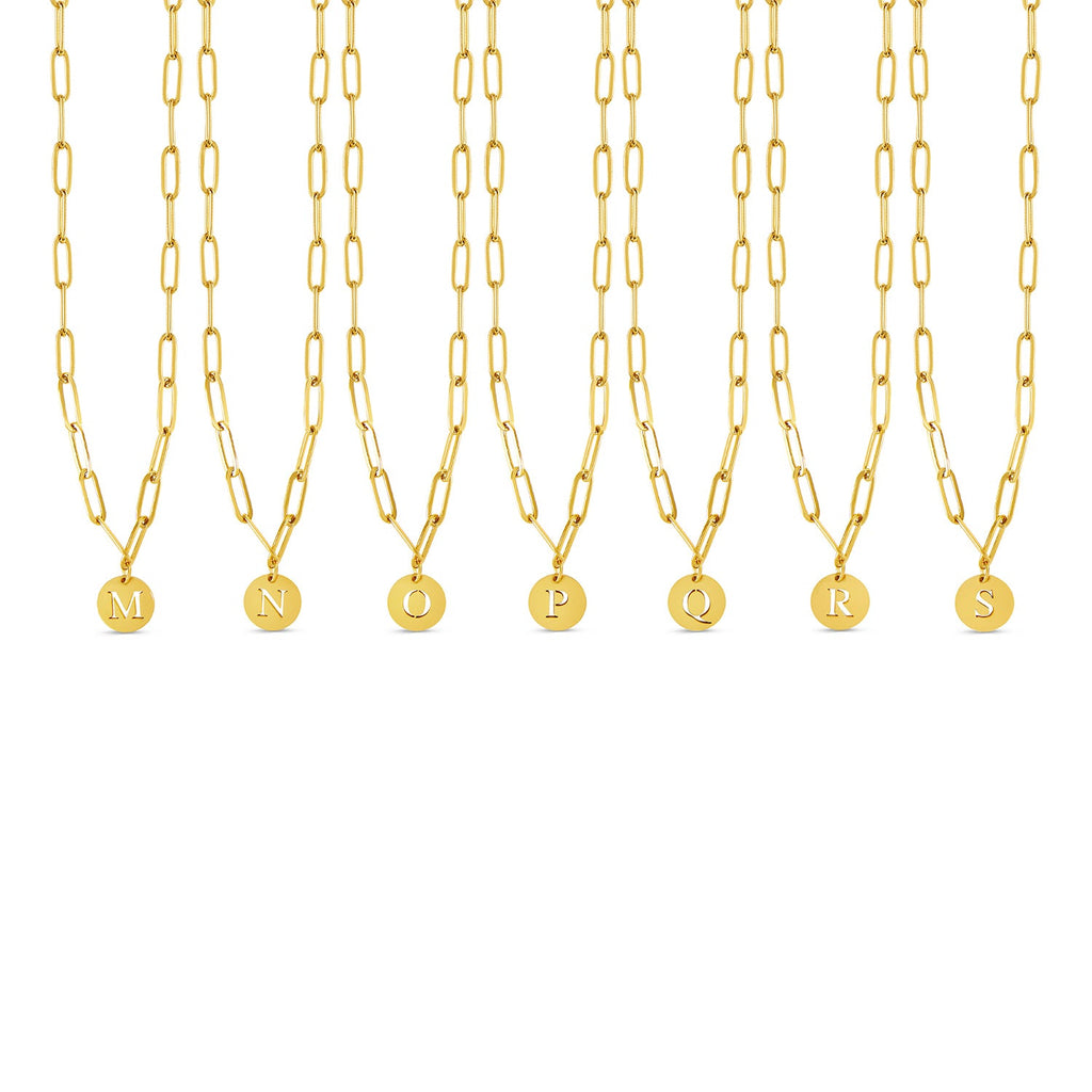 Engraved Clip Chain Initial Necklace - Gold