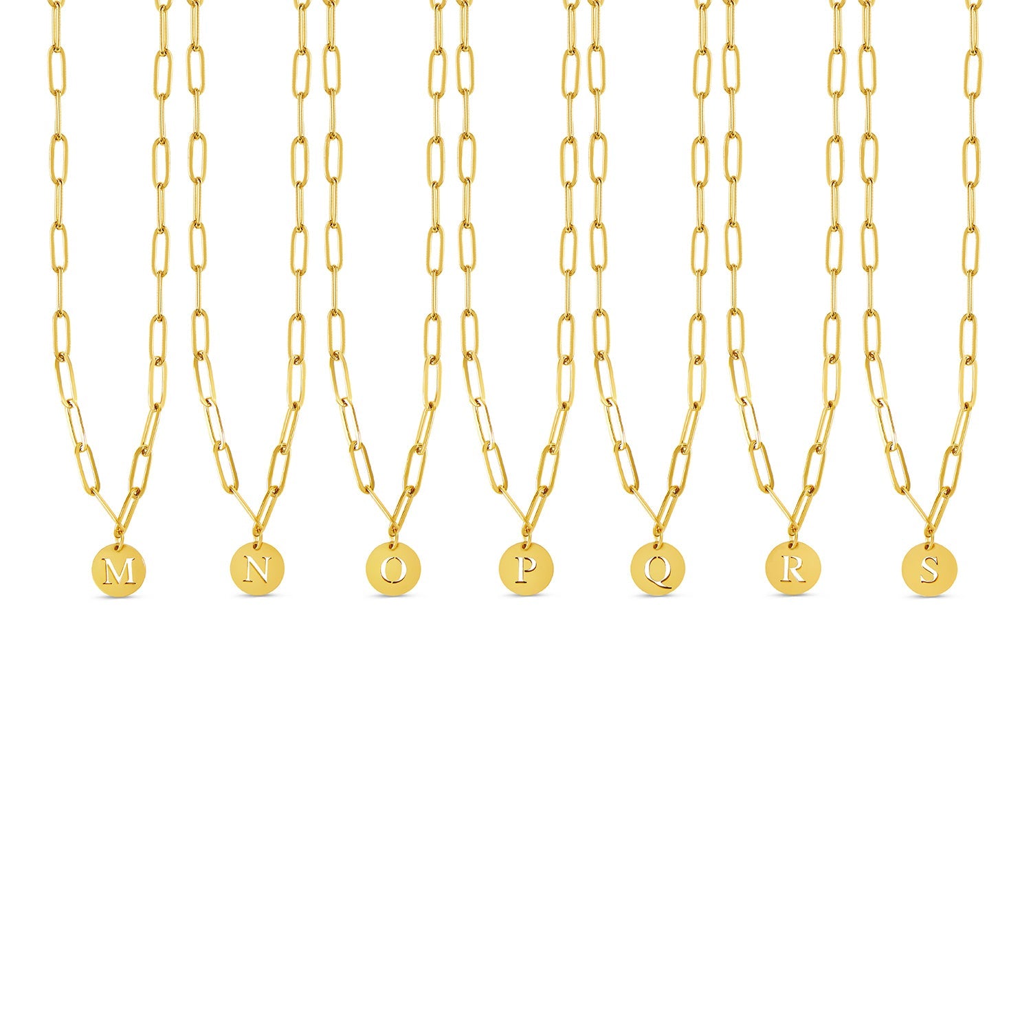 Engraved Clip Chain Initial Necklace - Gold