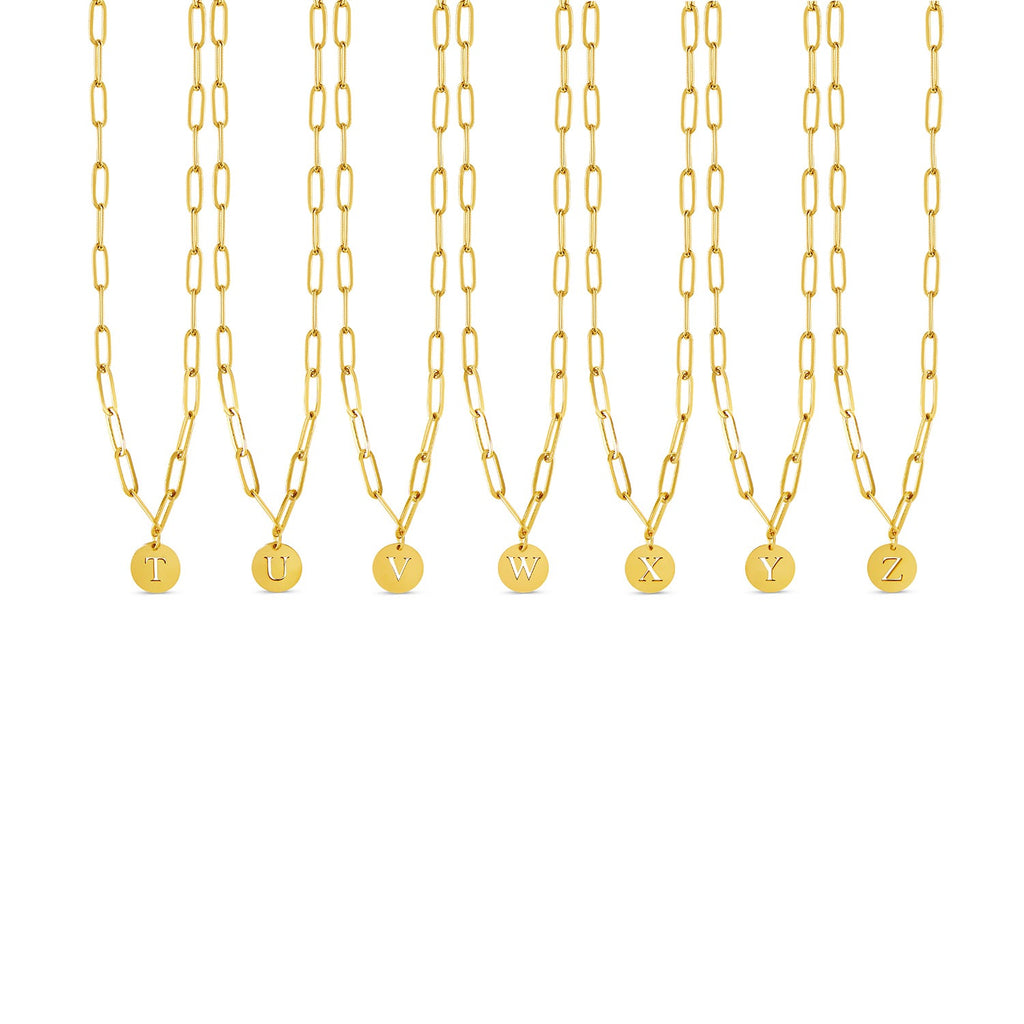 Engraved Clip Chain Initial Necklace - Gold