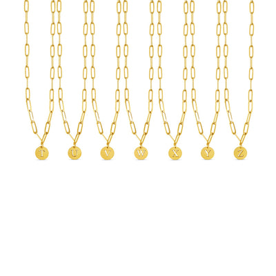 Engraved Clip Chain Initial Necklace - Gold